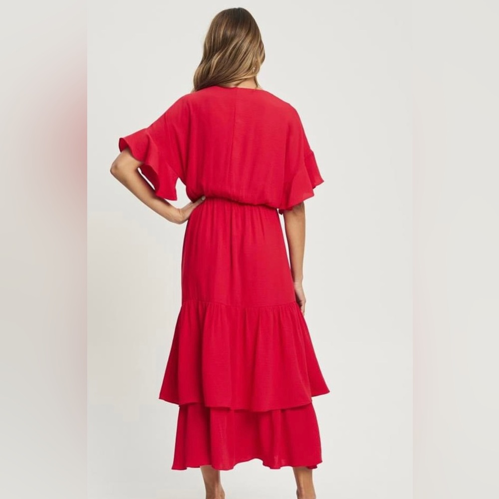 TUSSAH Women's Lucinda Midi Dress - Red - Midi Dress Size 18 - Picture 5 of 6